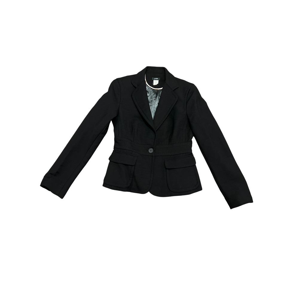J.Crew Black Wool Blend Single Button Blazer Jacket vintage size 4